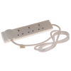 4 Way 13amp Power Extension Lead 3m with Neon White (Each)