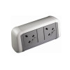 CMD  Contour Desktop Power Unit fitted with 2 x UK Socket Power White/Grey