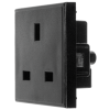 Black UK 13A EURO 50 x 50mm 240v Power Socket Module (Each)