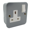 Single Gang 13amp DP Switched Socket Metal Grey