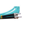 5m SC to ST Duplex OM3 Multimode Aqua Fibre Optic Patch Cable with 3mm Jacket