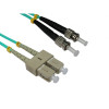 5m SC to ST Duplex OM3 Multimode Aqua Fibre Optic Patch Cable with 3mm Jacket