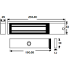 Slim, compact design door status monitored maglock. 12/24Vdc. 275kg/600lb holding force. Silver anodised aluminium finish