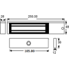 Slim, compact design lock monitored maglock. 12/24Vdc. 275kg/600lb holding force. Silver anodised aluminium finish