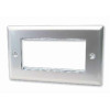 Scolmore DPSC312 Quad Satin Chrome Bevelled Edge Plate accepts 4 EURO Modules 50x25mm